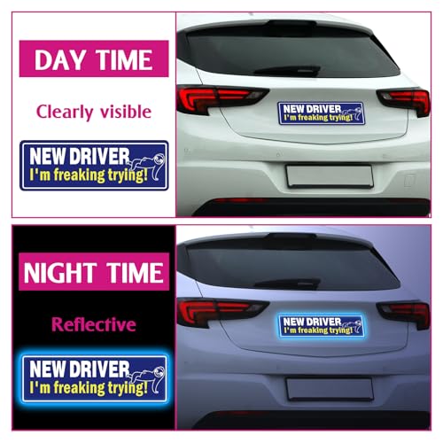 Image of Kingdder 6 Pcs New Driver Magnet for Car Magnetic Removable Novice and Student Driver Safety Stickers Girly Pink Please Be Kind Reflective Sticker for Funny Accessories Bumper