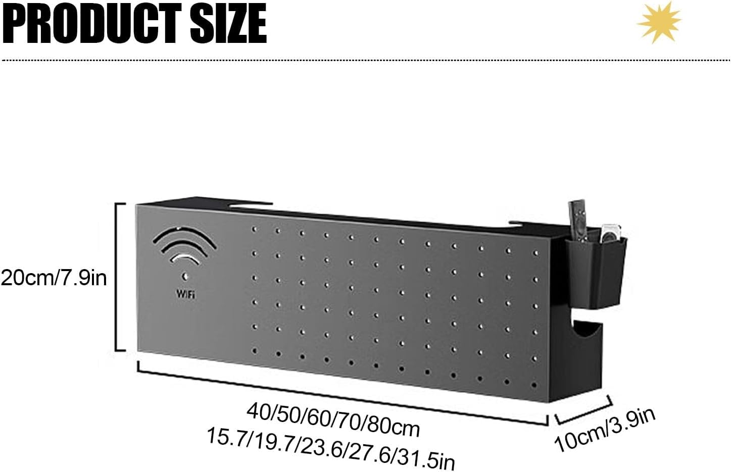 Mobile Da Parete in Acciaio Al Carbonio Per Router, Mobile Porta-Modem E Dispositivi Multimediali, Scaffale Portaoggetti Per Soggiorno, Ufficio E Camera Da Letto,Nero,50x10x20cm