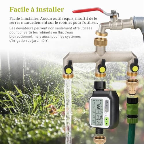Robinet 3 voies 3/4 pour diviser une sortie d'eau sans perte de pression - 6