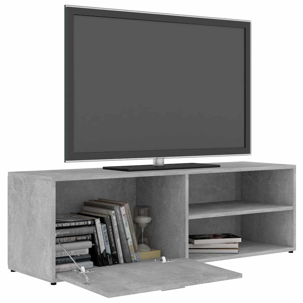 Mobile TV grigio cemento, in legno, 120 x 34 x 37 cm, con anta e 2 scomparti, per soggiorno, camera da letto, spazio e gestione dei cavi, moderna credenza bassa
