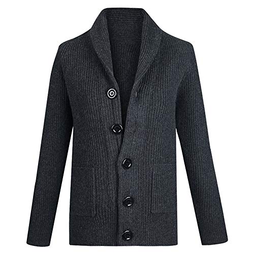 ZooBoo Men Winter Sweaters Cardigan - Slim Fit Soft Stand Collar Knitted Button Down Long Sleeved - Grey, Black