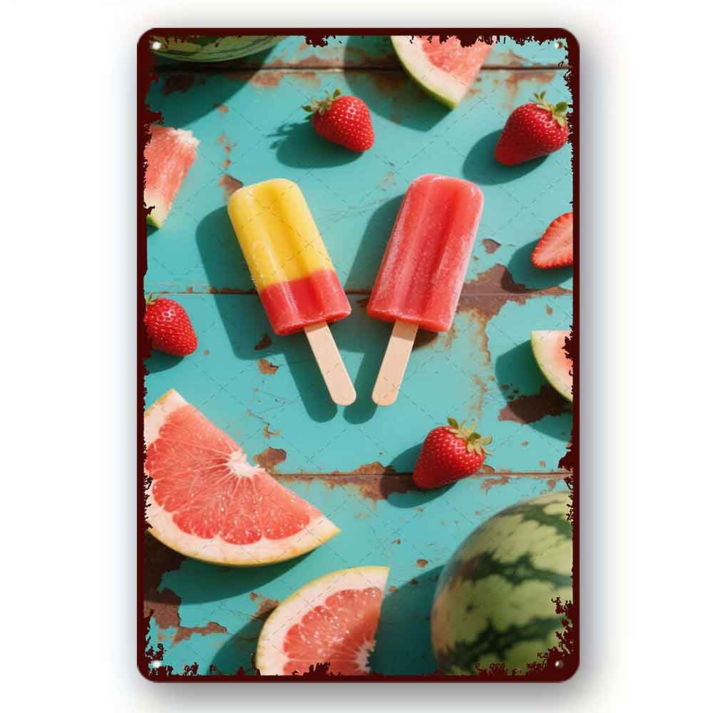 peiyeety Funny Metal Tin Sign Popsicle Watermelon Vintage Metal Sign For Home Outdoor Indoor Office Bar Yard Decor 8x12 Inch