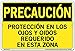 Vestil Caution Sign SI-C-54-D-AC-130-S Aluminum Composite .130" Overall Size 18.5"W x 12.5"H Eye and Ear Protection Required in This Area, PROTECCI?N EN Los OJOS Y OIDOS REQUERIDO EN ESTA Zona