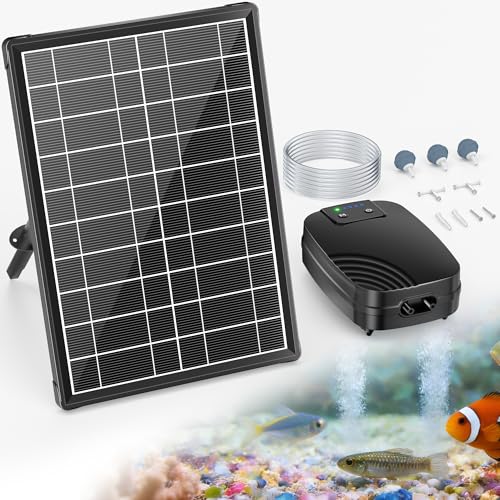 POPOSOAP 8W Aérateur solaire pour étang, pompe à oxygène solaire pour étang avec double alimentation solaire par batterie, aération continue 24h, 3 modes...