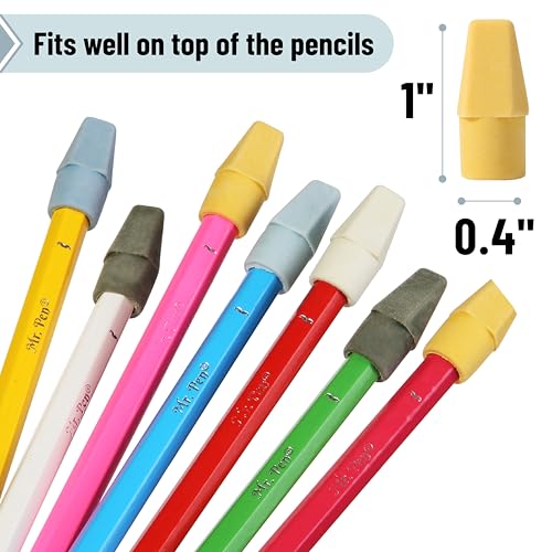 Image of Mr. Pen- Pencil Erasers Toppers, 120 Pack, Colorful, Latex Free, No Smudge | Mr Pen Erasers for Pencils