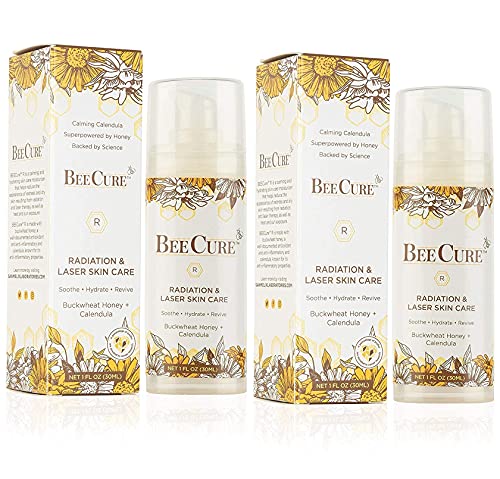 BeeCure Radiation & Laser Skin Care Cream, Severe Sunburn Relief, Burn Cream with Buckwheat Honey & Calendula, Natural Ingredients, Dermatologist-Approved (1 Fl. Oz. Pack of 2)