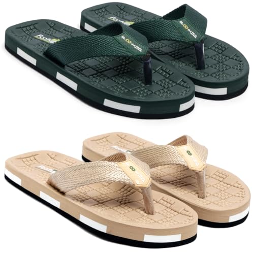 Image of Men's Orthopedic Comfort Flip Flops with Soft Fabric Straps | Cushioned Anti-Skid Footbed Slippers for Men | Lightweight Walking Flip Flops for Home, Outdoor, Indoor Use