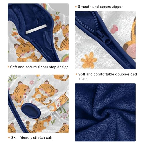 Cute Animal with Flower Girls Fleece Jacket Girls Fall Jacket Girls Zip Up Hoodie Girls Sherpa Jacket 2-10T3