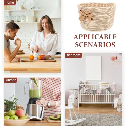 Cesta de cuerda pequeña para organizar escritorio y adorno para guardería infantil 5