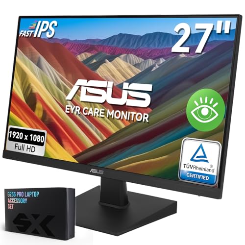ASUS VA27EHE 27' Eye Care Monitor,Full HD 1920x1080 Computer Monitor,75Hz,IPS,Adaptive-Sync,Eye Care Plus Technology,Blue Light Filter,Flicker Free,for Working and Gaming,HDMI D-Sub,3 yr Warranty
