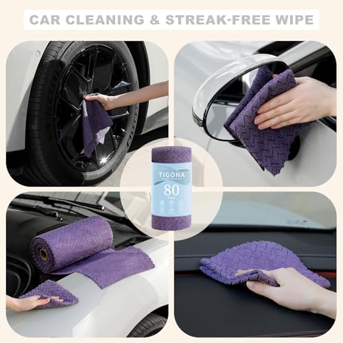 Image of 80 Pack Microfiber Cleaning Cloth Roll Reusable Paper Towels 12 inchx12 inch Tear Away Cloth,Absorbent Dish Rags for House Kitchen,Wash Cloths,Lint Free Rags for Window Cars Cleaning Supplies