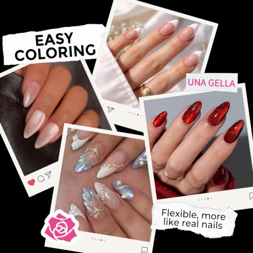 Image of UNA GELLA Almond Nail Tips 216pcs Medium Almond Press on Nails Pre-shape Gel Fake Nails for Full Cover Acrylic French False Nails For Nail Extension, DIY Salon 12 Sizes Gelly Tips