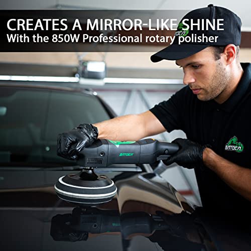 Batoca New Buffer Polisher, 850W 6 Inch Rotary Polisher,6 Variable Speed 1100-3300 Rpm,Heavy Cutting Power Polishing Machine With Detachable Handle For Car Polishing, Boat Sanding, Motorcycles Waxing #TOP1