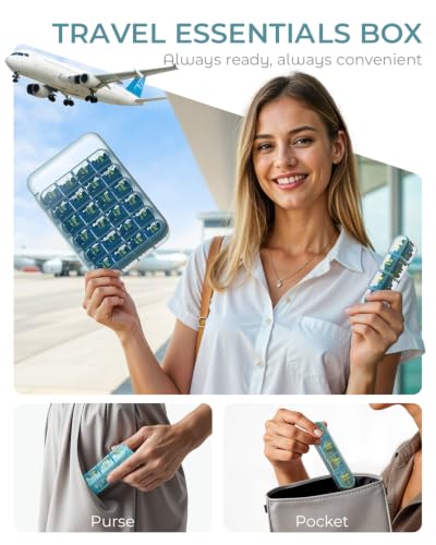 Image of Odaro Weekly Pill Organizer 4 Times a Day, BPA Free Daily Pill Box 7 Day, Large Travel Pill Case with 28 Compartment to Hold Medicine, Vitamin and Supplement - Dark Blue
