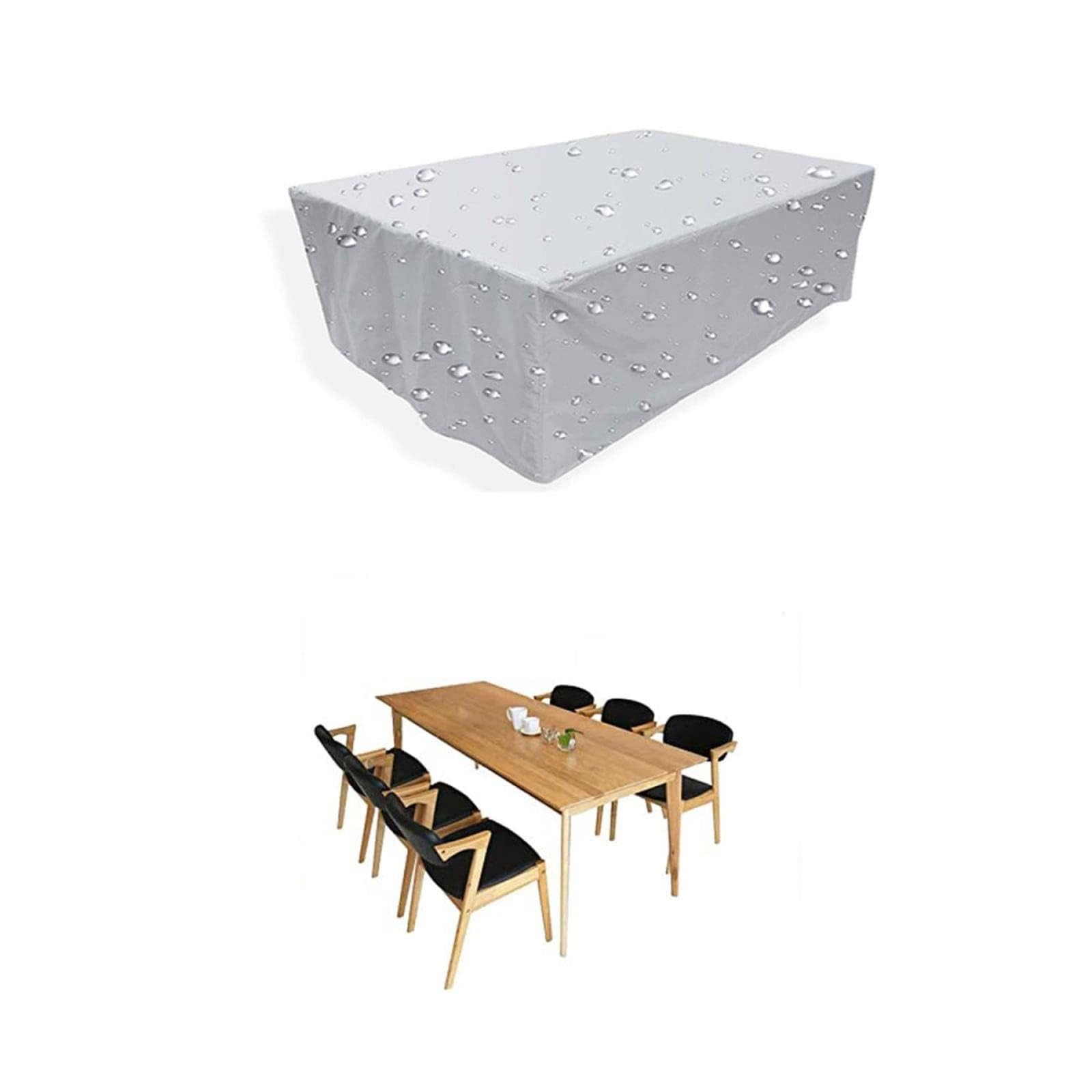 HNKDKJ Coperture per Mobili da Giardino 140x120x75cm(LxWxH) Telo Copritavolo Da Esterno 420D Oxford Tessuto Copertura Tavolo Esterno Rettangolare Impermeabile Anti-UV Telo Copertura Esterno-Argento