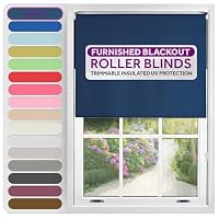 FURNISHED Roller Blinds Window Blackout, Navy Blue, 45cm Wide x 165cm Long