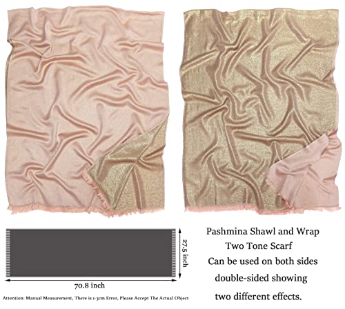 Gragengs Women's Sparkling Metallic Pashmina Shawls and Wraps Long Party Scarf Solid Color Two Tone4