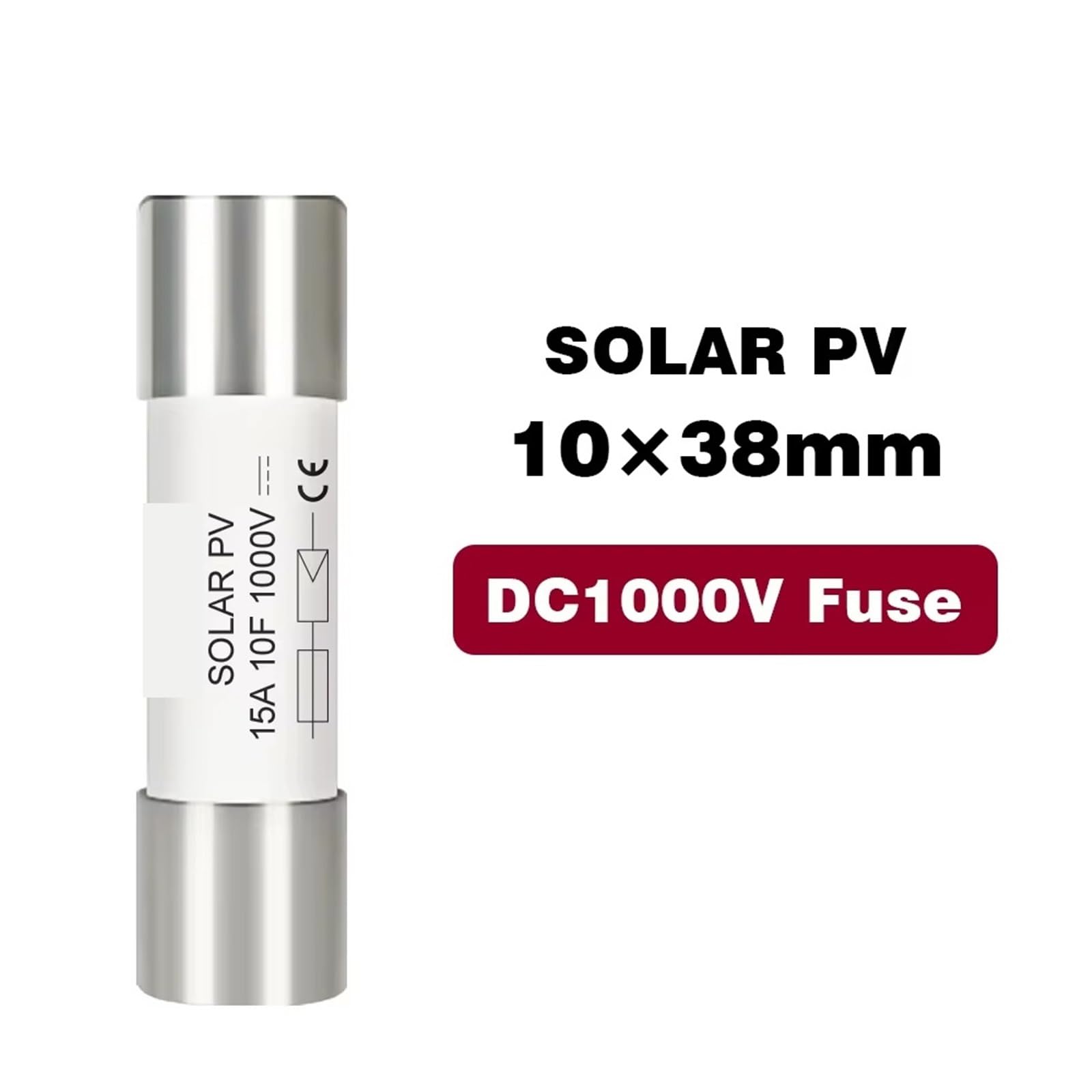 Un juego de portafusibles 2P CC 10 * 38mm PV 1000V 6A-32A Base(10A,DC 1000V Fuse)
