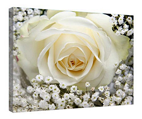 Toile mariage cadre bois blanc anti-reflet pour mur lumineux
