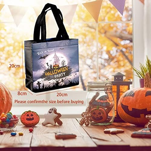 4 Pack Halloween Candy Bags, Non-Woven Reusable Gift Bags for Trick or Treating, Tote Bags for Treats Snacks, Halloween Goodie Bags Sweet Bags Party Supplies