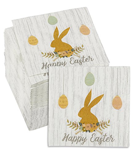 BLUE PANDAEaster Bunny Paper Napkins for Spring Parties (5x5 Inches, 150 Pack)