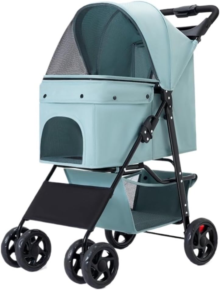 Stroller for Cats Dog Stroller Folding Dog Stroller 4 Wheels Pet Stroller Cat Stroller Travel Cart with Storage Basket for Small Medium Dogs Cats Pet Carrier Strolling Cart(B)
