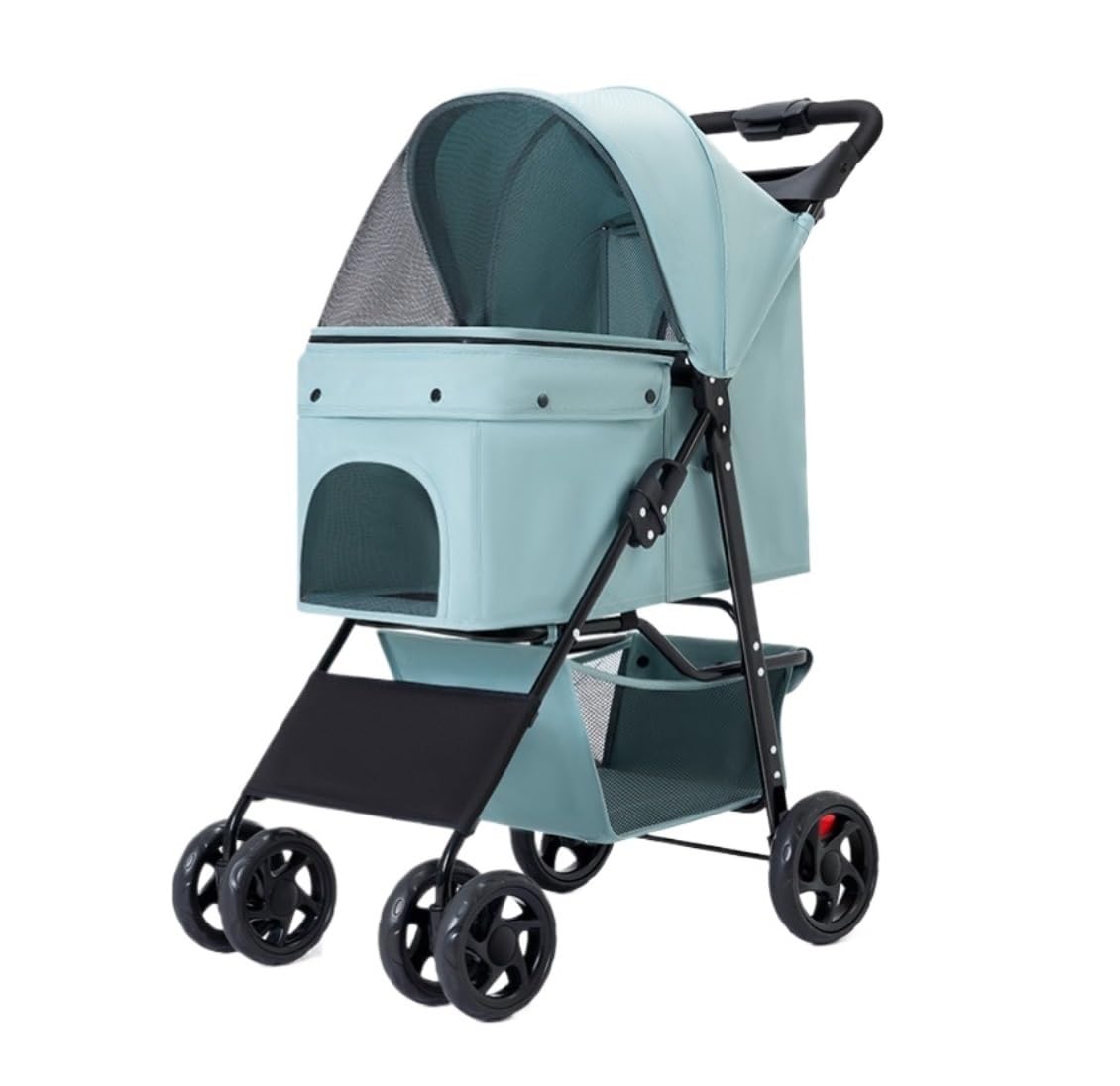 Carrito mascotas cochecito plegable de 4 ruedas para un viaje cómodo y almacenamiento