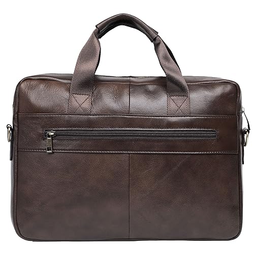 BTDAO Leather Briefcase 15 inch Laptop Bag Messenger Shoulder Work Bag Crossbody Handbag for Business Travelling for Men Father Husband (CFC-Brown) - Image 3
