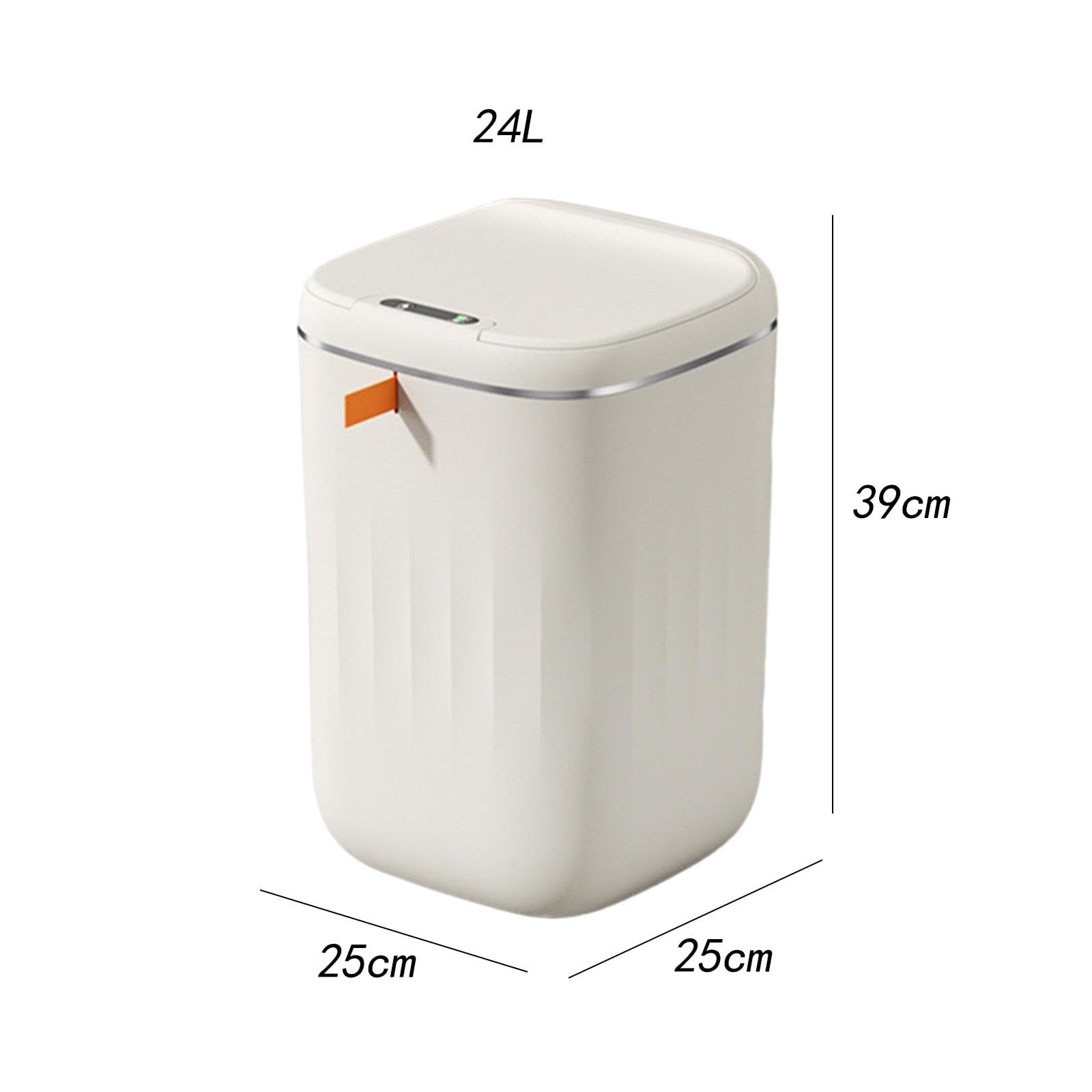Papelera Automática, Papeleras de Baño con Tapa, Papelera Eléctrica, Papelera Sin Contacto para La Oficina, 24L Blanco Crema, Individual