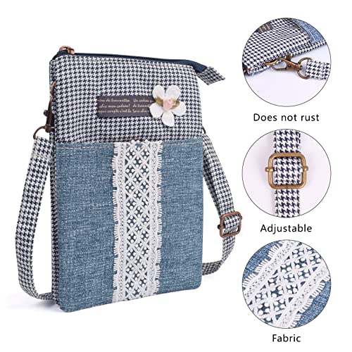 WITERY Leaf Pattern Canvas Cell Phone Purse Wallet Lightweight Small Crossbody Purse Bags for Women Girls4