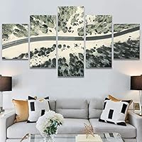 SIGNWIN 5 Panel Canvas Wall Art Modern Art Aerial Expressive Global Landscape Mountain Multicolor Photography for Home Decorations Ready to Hang - 60