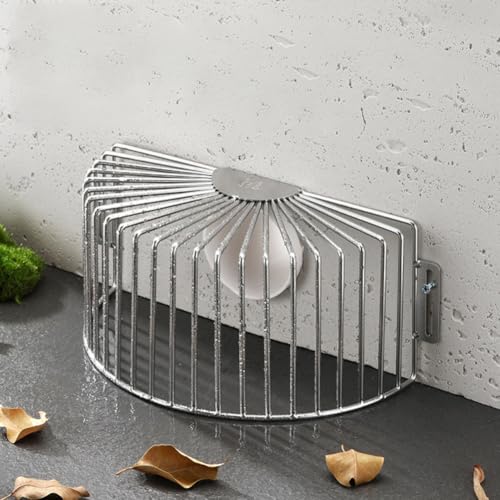 Griglia di drenaggio laterale in acciaio inossidabile 304, copertura anti-blocco per fognature e grondaie, filtro per grondaia, griglia di drenaggio laterale, colore argento (210 mm)