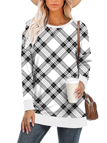 BETTE BOUTIK Women's Drop Long Sleeve Sweatshirts Casual Crewneck Tunic Tops Sweartshirts With Side Slits S-3XL