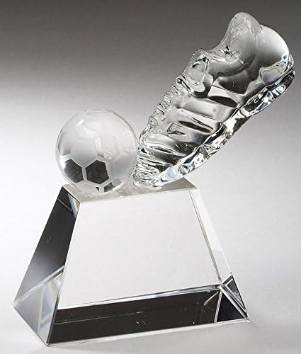 Soccer Shoe and Ball Optical Crystal Award, Size 4 x 4 Inch