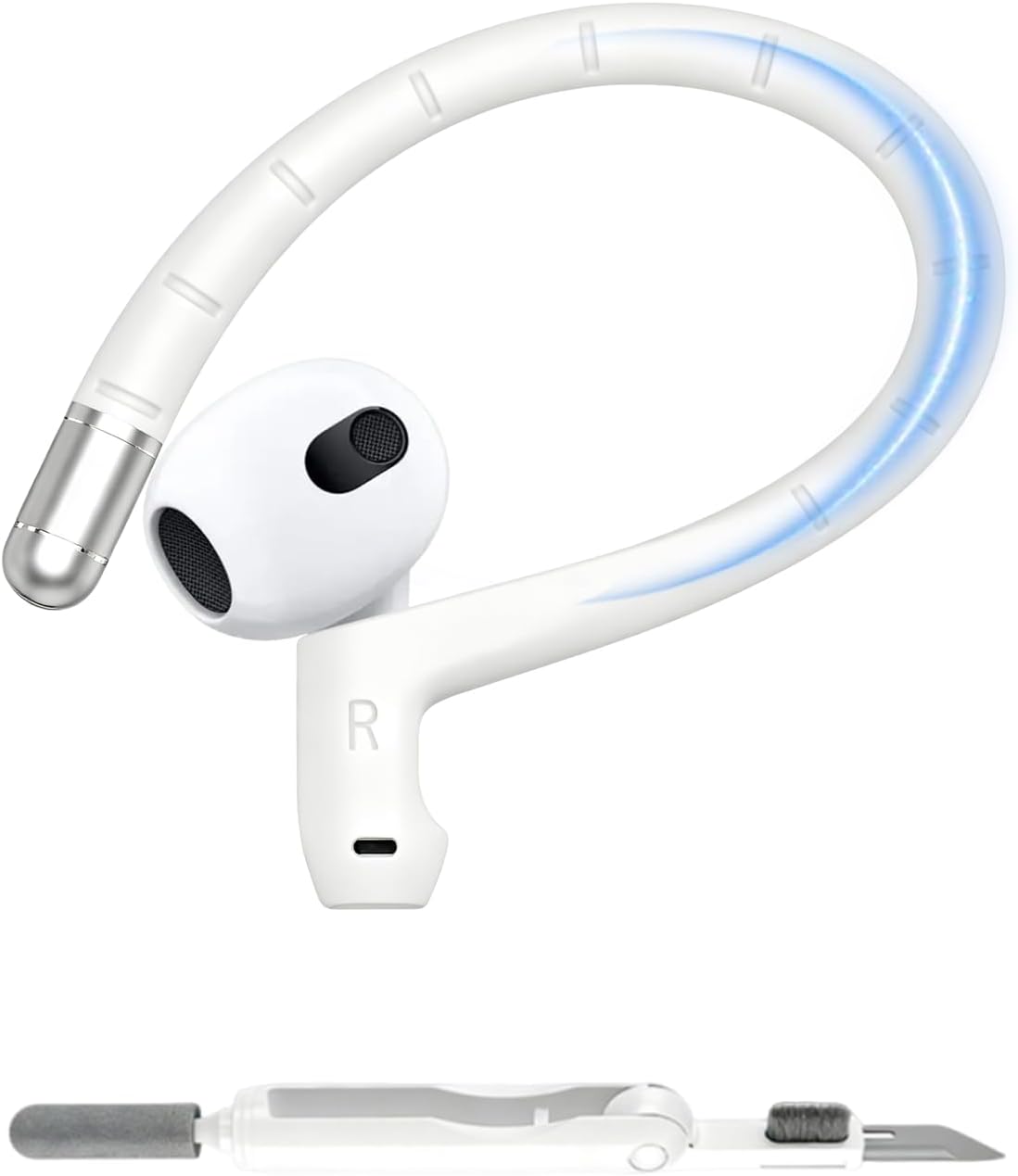 Anti-Slip Ear Hooks for AirPods Pro 3/Pro 2/for AirPods 4/3/2/1(White) | Non-Slip Sports Earhooks for AirPods Pro 3 Accessories, for AirPods 4 Silicone Ear Hooks