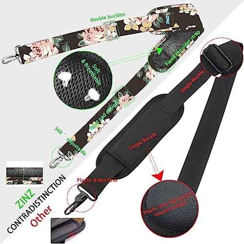 Image of ZINZ Shoulder Strap 78 inch Universal Handbag Strap with Ultra-thick Fixed Padded and Dual Balanced Adjustable Buckles Shoulder Crossbody Strap for Briefcase Messenger Bag Laptop bag Luggage,Black rose