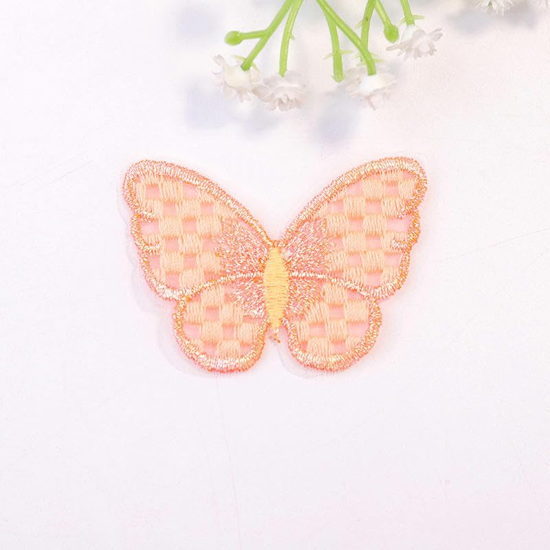 Parches de Bordado 30 Parches de Ganchillo con Forma Mariposa pequeña, 6 x 4 cm, Bordados, for Planchar, Chinos, for Coser en Ropa, Vaqueros y Chaquetas(Orange)
