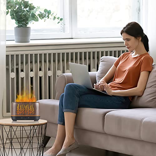 Newyid Diffuser With 5 Essential Oils, Aromatherapy Oil Diffuser With Flame Light 3 Mist Mode 4 Timer Up To 12H Of Continuous Aroma Waterless Auto-Off Essential Oil Diffusers For Home(Dark Brown) #TOP6