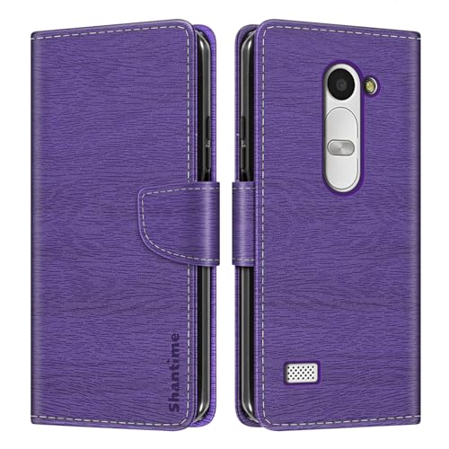 Shantime Leather Wallet Case Compatible with LG Leon LTE, Colorful Flip Cover with Card Holders Magnetic Closure Full Protection Shell(Purple)