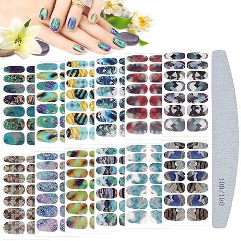 Kalolary Marble Nail Stickers with Nail File Cover