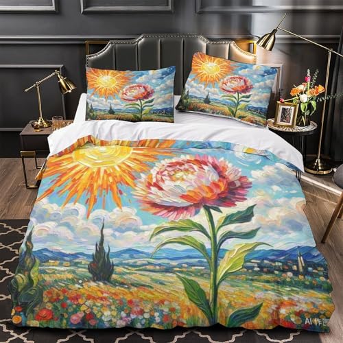 Housse de couette 140x200 microfibre douce imprimée 3D et zippée - 4