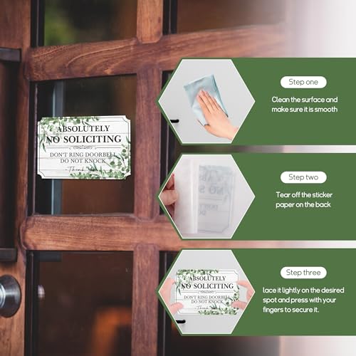 Image of No Soliciting Sign for Front Door,Self-Adhesive Elegant Do Not Knock or Ring Doorbell No Soliciting Sticker for Home, No Solicitors Sign for Doorbell, House Door, Home, Office 5.9 inchx 3.9 inch