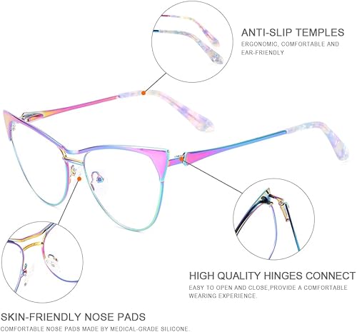 Miniatura 2 de Lentes de luz azul de ojo de gato para mujer, anteojos cuadrados de gran tamaño con bloqueo de luz azul para mujer