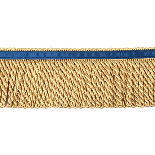 Hedonghexi Bullion Fringe Trim And Embellishments 5/10 Yard X 2.5 Inches Fabric Trims Sewing Diy Decoration For Clothes Gold Hebrew Fringes With Blue Ribbon #TOP1