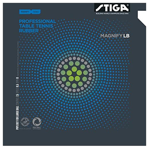 STIGA 1713020116 Table Tennis Rubber Large Ball Table Soft Magnify LB Black Medium