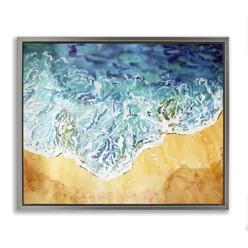 Aerial Wave Splash Shoreline, 24 x 30 Inch Canvas in Floater Frame