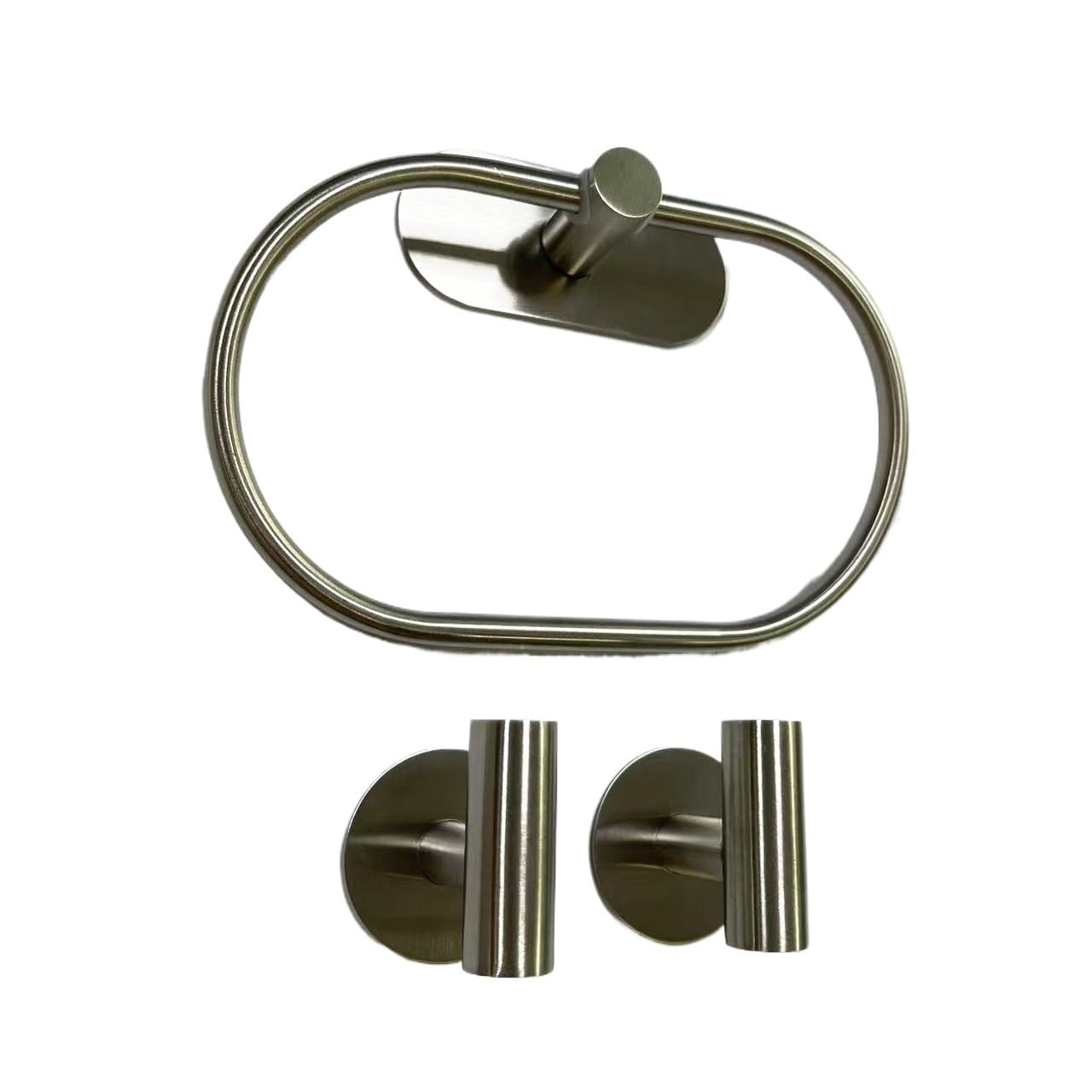 Towel Holder 1/3PCS Bathroom Towel Rack,Hooks,Adhesive Holders,Stainless Steel Ring,Bath,Wall-mounted(3PCS Sliver)