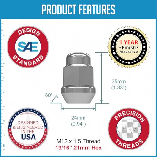 image for Wheel Accessories Parts 24 Pcs M12 x 1.5 12 x 1.5 Thread Bulge Acorn 3