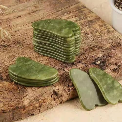 Lot de 10 Planches de grattage pour Le Corps en Pierre de Jade Naturelle Gua Sha pour thérapie du Visage et Massage