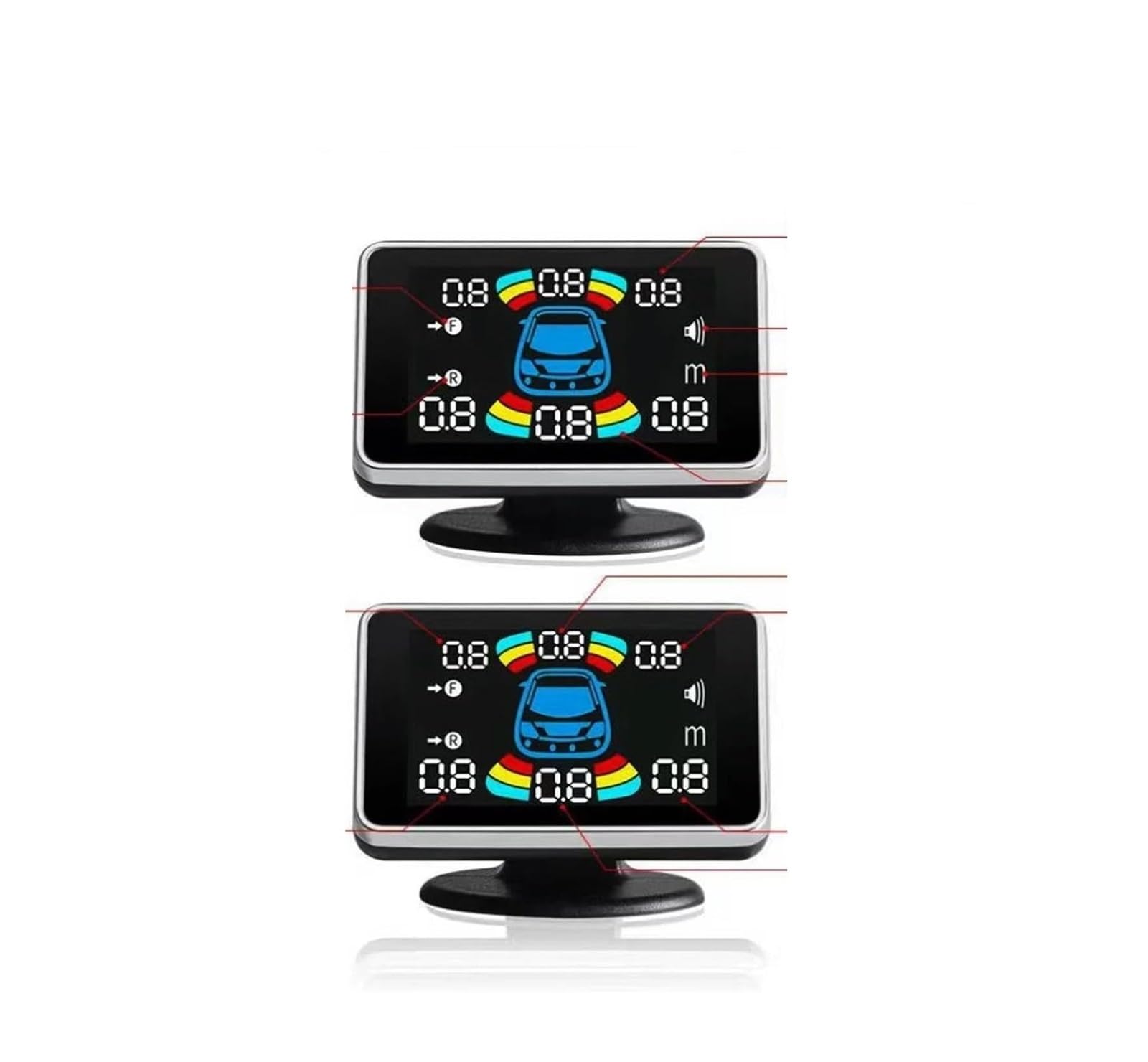 Sensore Parcheggio Radar Retromarcia Per Auto Supporto Anteriore Posteriore Avviso Sonoro/cicalino/muto Con 8 Macchina Sensori